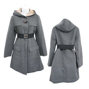 Ellen Tracy Women's Hooded Coat, Gray/Beige, Size M